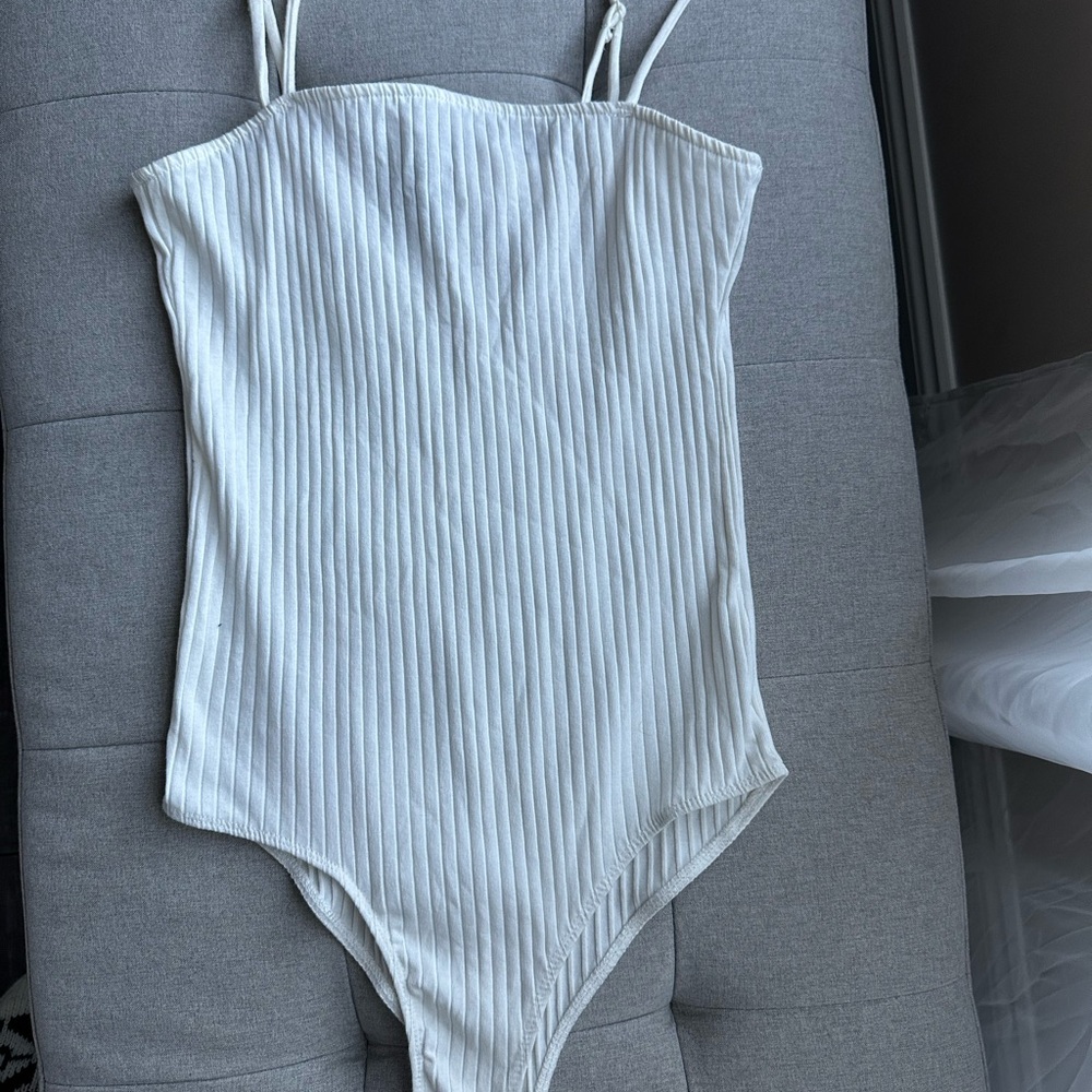 White Ribbed One Piece